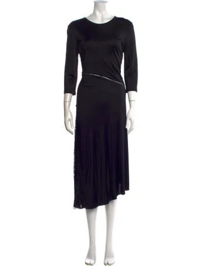 Pre-owned Givenchy Crew Neck Midi Length Dress In Black
