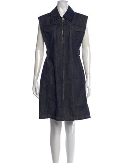 Pre-owned Givenchy Crew Neck Midi Length Dress In Blue