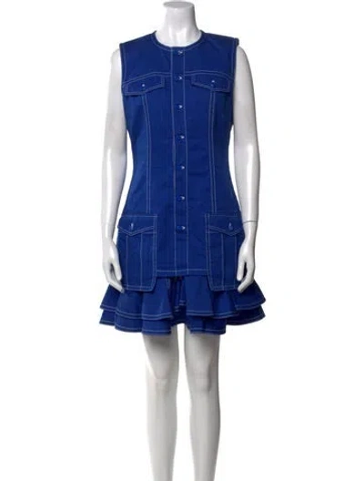 Pre-owned Givenchy Crew Neck Mini Dress In Blue