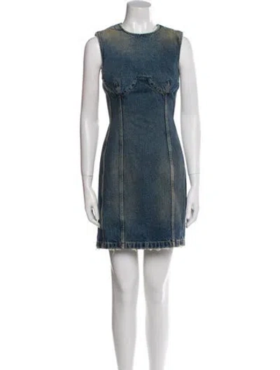 Pre-owned Givenchy Crew Neck Mini Dress In Blue