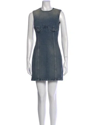 Pre-owned Givenchy Crew Neck Mini Dress In Blue