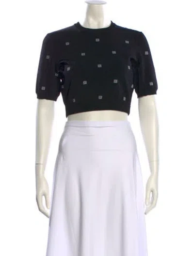 Pre-owned Givenchy Crew Neck Short Sleeve Crop Top In Black