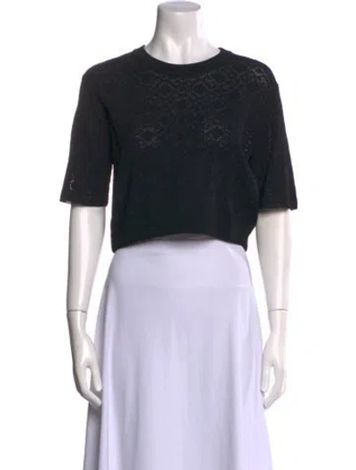 Pre-owned Givenchy Crew Neck Short Sleeve Crop Top In Black