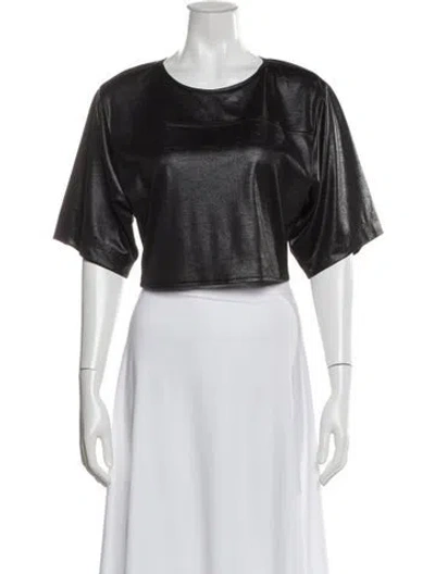 Pre-owned Givenchy Crew Neck Short Sleeve Crop Top In Black