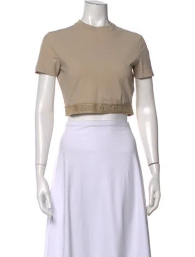 Pre-owned Givenchy Crew Neck Short Sleeve Crop Top In Neutrals