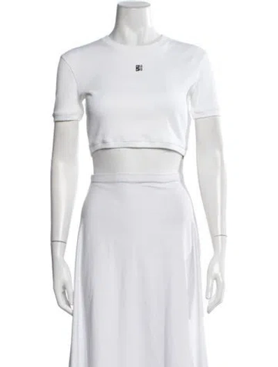 Pre-owned Givenchy Crew Neck Short Sleeve Crop Top In White