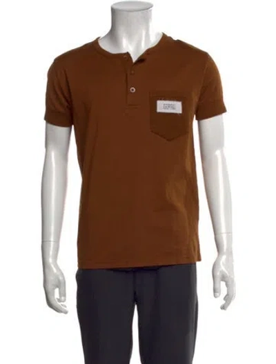 Pre-owned Givenchy Crew Neck Short Sleeve Henley In Brown