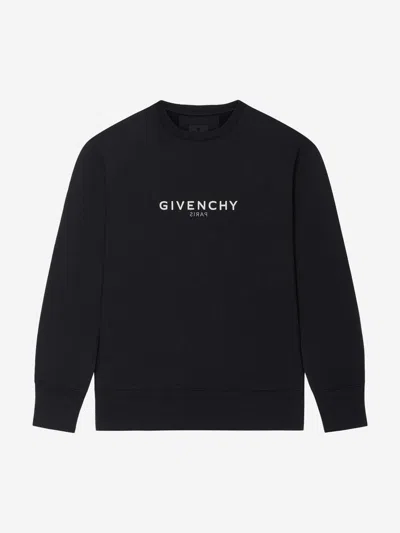 Givenchy Logo-print Cotton Sweatshirt In  Paris Signature With Reverse Effect On The Front And Back