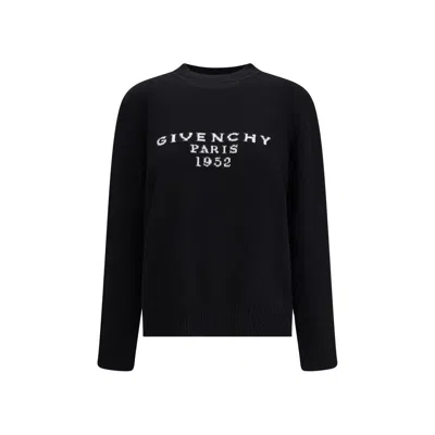 Givenchy Womens Black Brand-intarsia Round-neck Wool And Cashmere Sweater