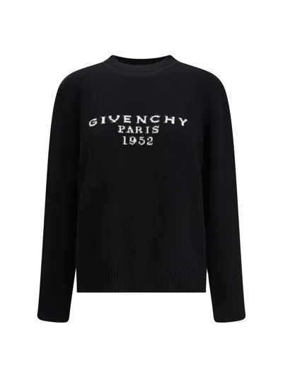 Givenchy Womens Black Brand-intarsia Round-neck Wool And Cashmere Sweater