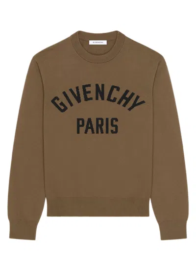 Givenchy Ribbed Crew Neck Sweater In Brown