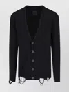 Givenchy Crewneck Sweater With Distressed Hem And Long Sleeves In Black