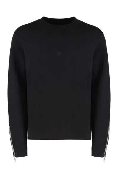 Givenchy Crew-neck Wool Sweater With Zippered Cuffs In Multi