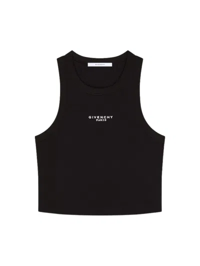 Givenchy Crimson Logo Top With Structured Neckline For Women In Black