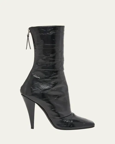 Givenchy Crinkle Leather Ankle Boots In Black