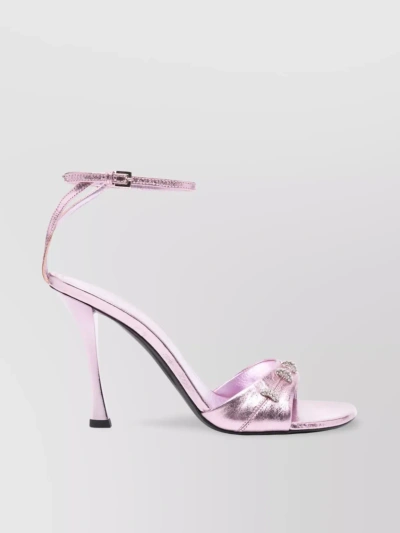 Givenchy Crinkled Metallic Leather Heel Sandals In Pink