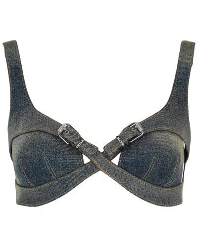 Givenchy Crisscross Denim Top In Gray
