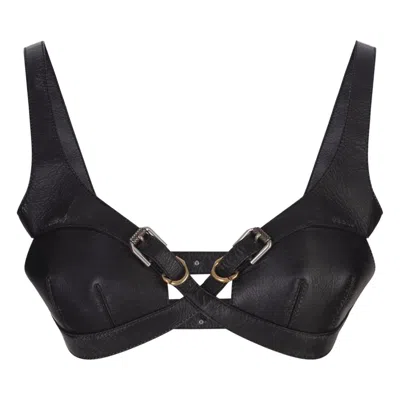 Pre-owned Givenchy Crisscross Leather Top 'faded Black' | Women's Size 36