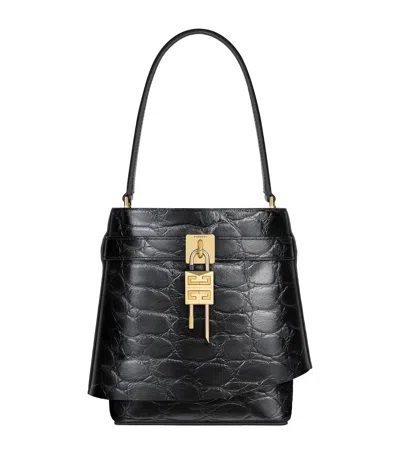 Givenchy Croc-embossed Leather Shark Lock Bucket Bag