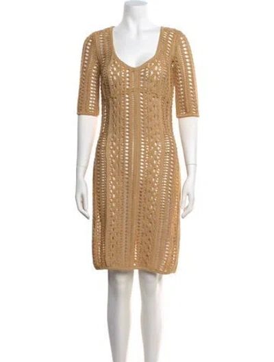 Pre-owned Givenchy Crochet Knee-length Dress W/ Tags In Neutral
