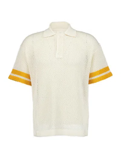 Givenchy Crochet-knit Striped Polo Shirt In White