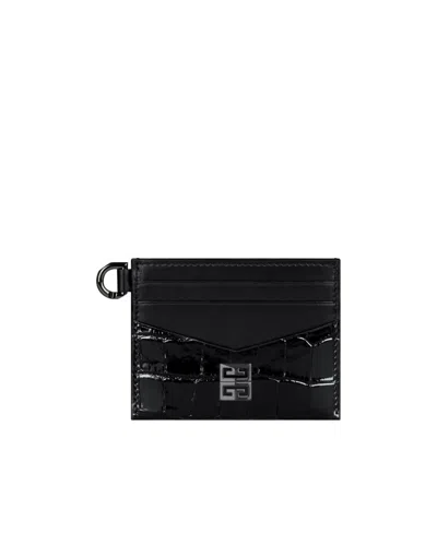 Givenchy Crocodile Pattern 4g Card Bag In Black