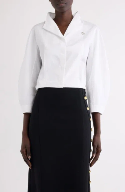 Givenchy Crop Cotton Button-up Shirt In White