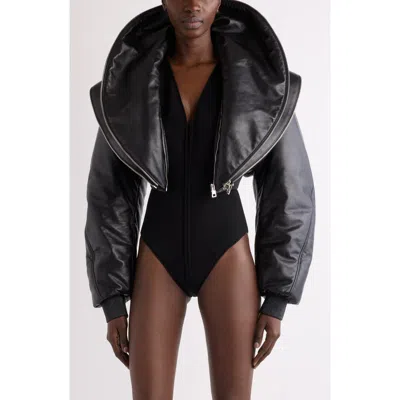 Givenchy Crop Double Zip Collar Bomber Jacket In Black