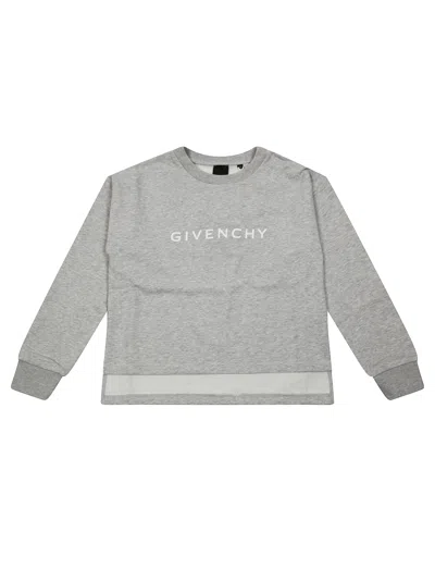 Givenchy Crop Logo Sweatshirt In Gray