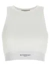 Givenchy White Ribbed Stretch Cotton Cropped Tank Top In White