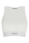 Givenchy White Ribbed Stretch Cotton Cropped Tank Top In White