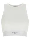 Givenchy White Ribbed Stretch Cotton Cropped Tank Top In White