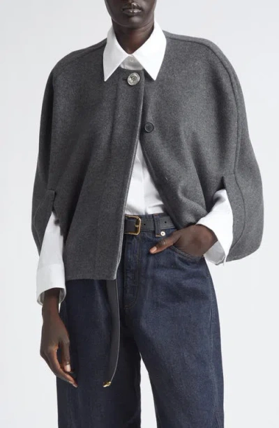 Givenchy Crop Wool & Cashmere Cape In 028-dark Grey/grey