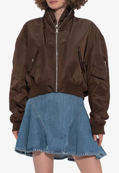 Givenchy Cropped Bomber Jacket In Brown
