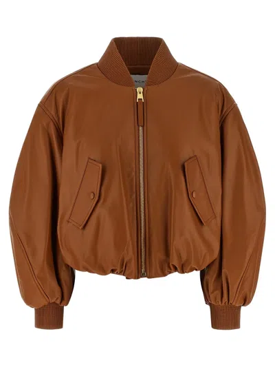 Givenchy Cropped Bomber Jacket In Brown