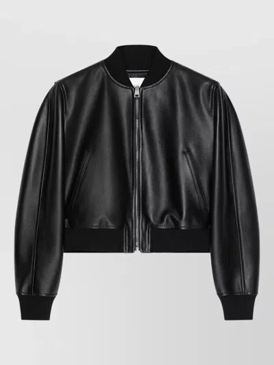 Givenchy Cropped Bomber Jacket Long Sleeves Collar In Black