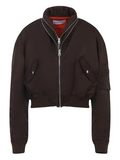 Givenchy Cropped Bomber Jacket With High Collar And Front Zip Closure In Brown