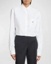 Givenchy Cropped Button-front Shirt With 4g Emblem In White