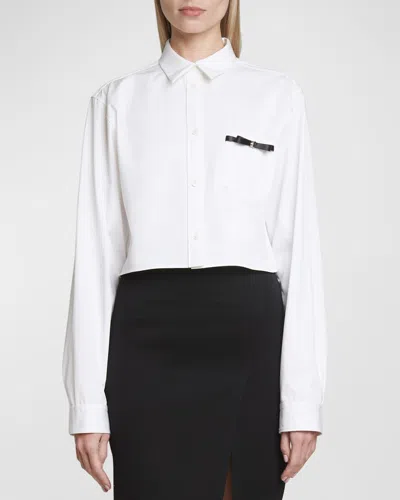 GIVENCHY CROPPED BUTTON-FRONT SHIRT WITH BOW DETAIL