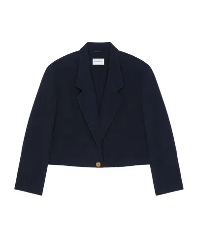 Givenchy Cropped Coat In Double Face Wool And Cashmere In Blue
