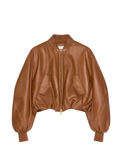 Givenchy Cropped Cocoon Bomberjacke Aus Nappaleder In Brown