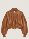 Givenchy Cropped Cocoon Bomber In Nappa Leather In Brown