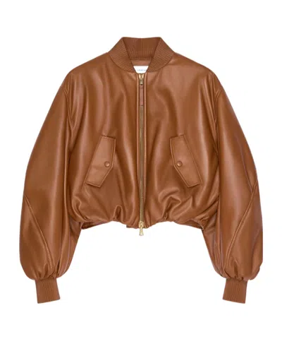 Givenchy Cropped Cocoon Bomber In Nappa Leather In Brown
