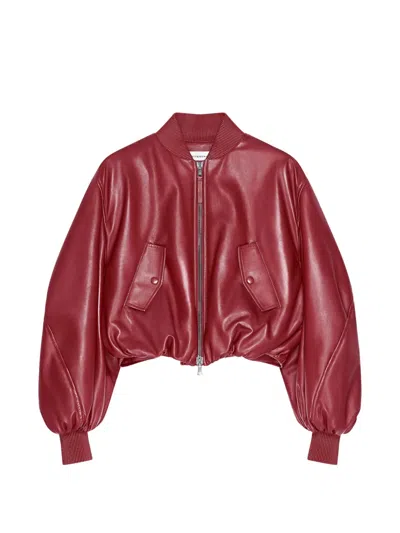 Givenchy Cropped Cocoon Bomberjacke Aus Nappaleder In Red