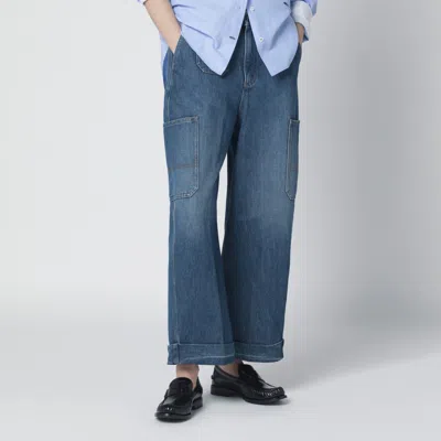 Givenchy Cropped Cocoon Cargo Jeans In Medium Blue