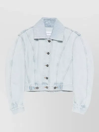 Givenchy Cropped Cocoon Jacket Front Back Yoke Pockets In Blue
