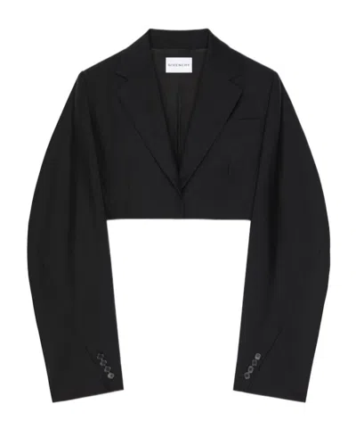Givenchy Cropped Cocoon Jacket In Wool And Mohair In Black
