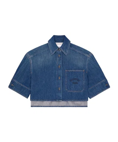 Givenchy Cropped Cocoon Shirt In Medium Denim Clothing In Blue