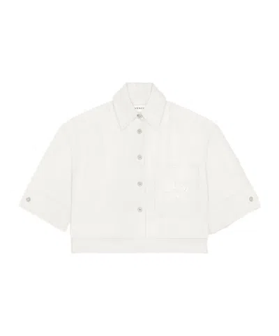 Givenchy Cropped Cocoon Shirt In White Denim In Off White
