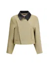 Givenchy Womens Cropped Leather-collar Cotton And Wool-blend Peacoat Beige In Neutral
